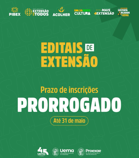 Proexae prorroga prazo de inscrições para seis editais de extensão da Uema