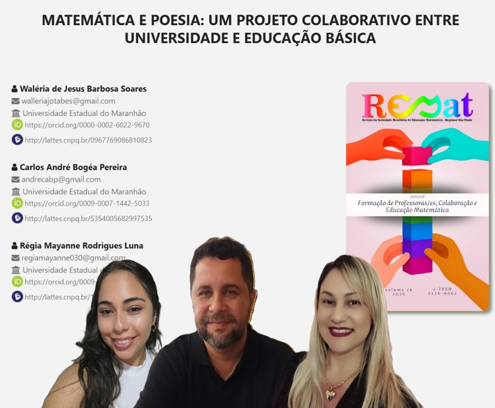 Artigo de professores e acadêmica da Uema Pedreiras é aprovado em revista nacional de Educação Matemática