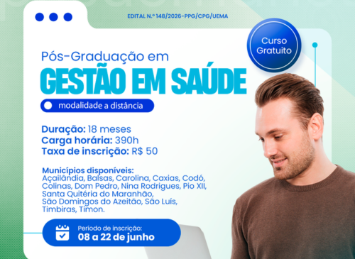 Uema EaD abre 450 vagas para especialização gratuita em Gestão em Saúde no Maranhão