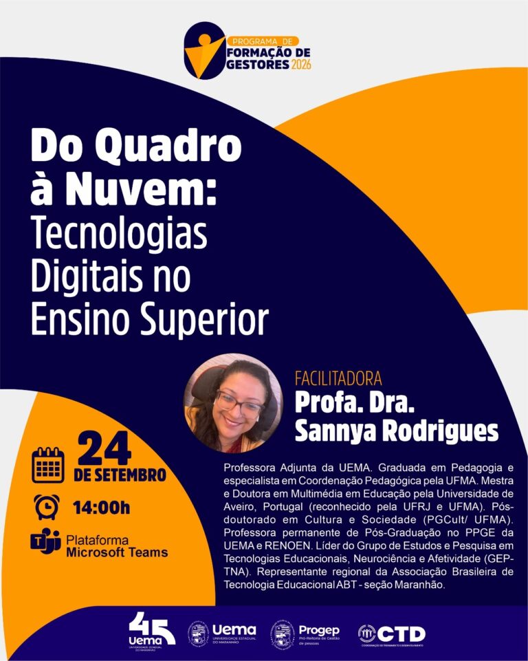 Uema promove treinamento sobre tecnologias digitais no ensino superior nesta quinta-feira (24)