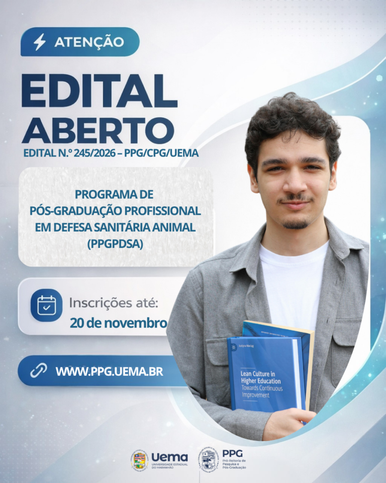 Uema abre inscrições para mestrado e doutorado profissional em Defesa Sanitária